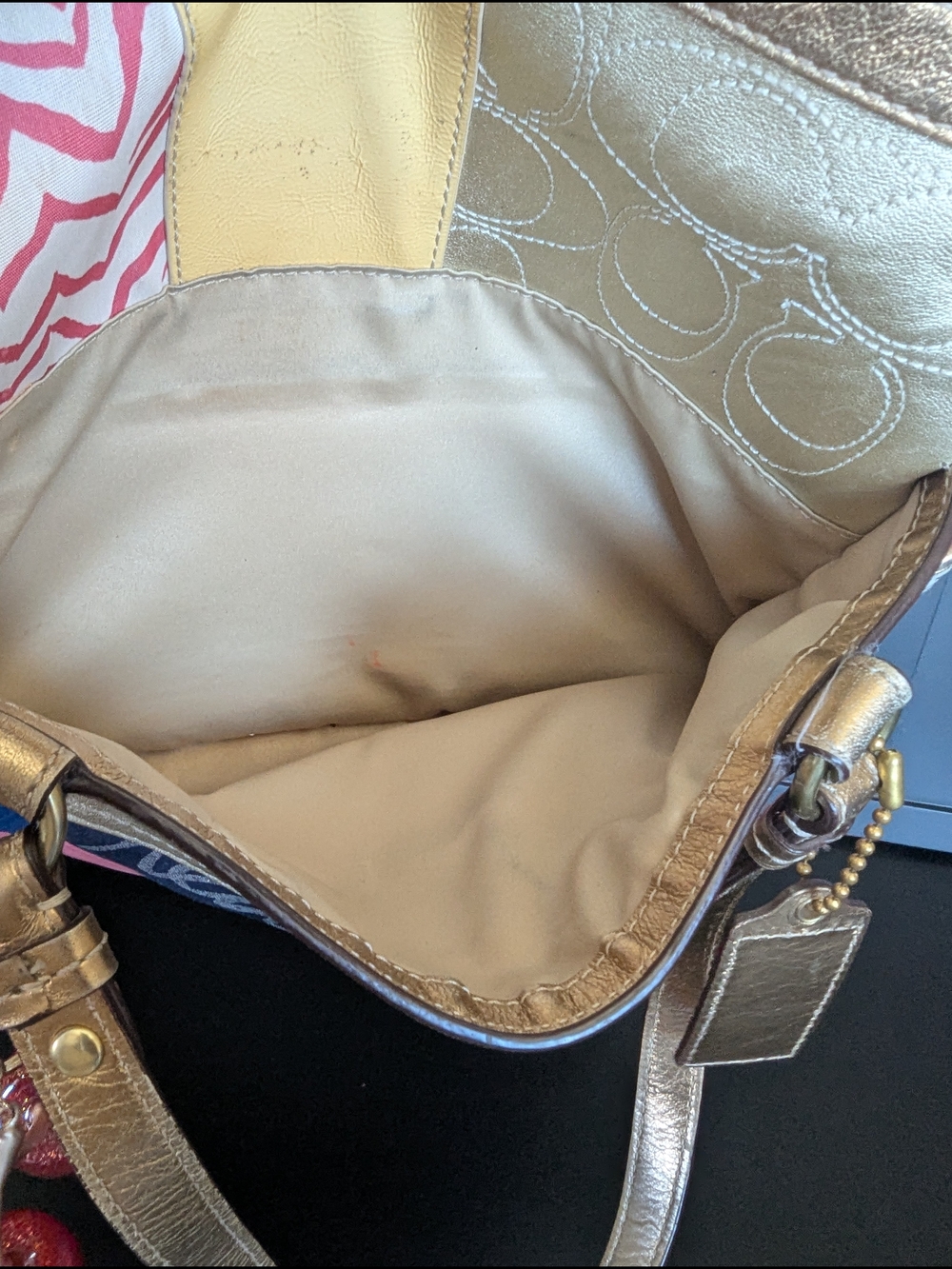 Coach Multicolor Patchwork Shoulder Bag with Gold Accents - Picture 14 of 15